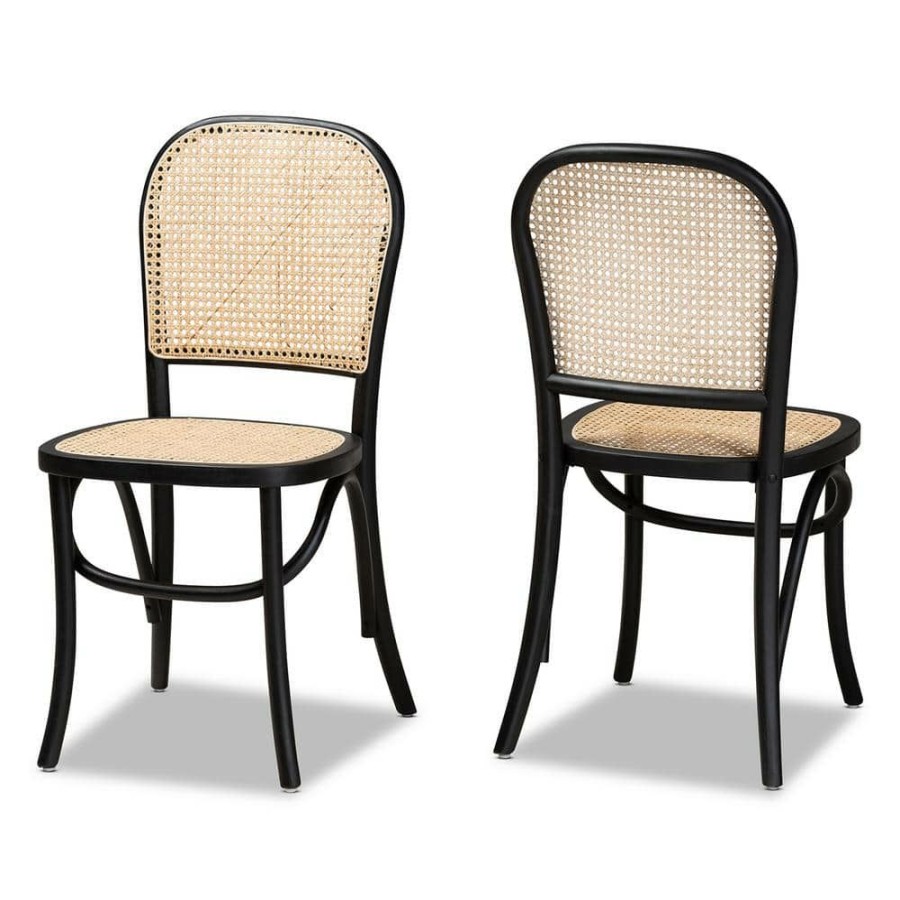 Living Room Furniture * | Cambree Beige And Black Dining Chair (Set Of 2) By Baxton Studio