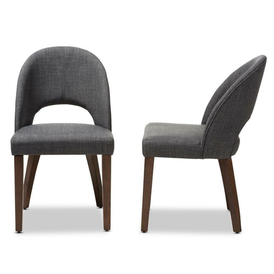 Living Room Furniture * | Wesley Dark Gray Fabric Dining Chair (Set Of 2) By Baxton Studio