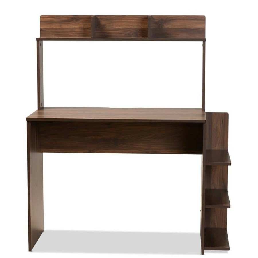 Bar Furniture * | Garnet 45 In. Walnut Brown Computer Desk By Baxton Studio