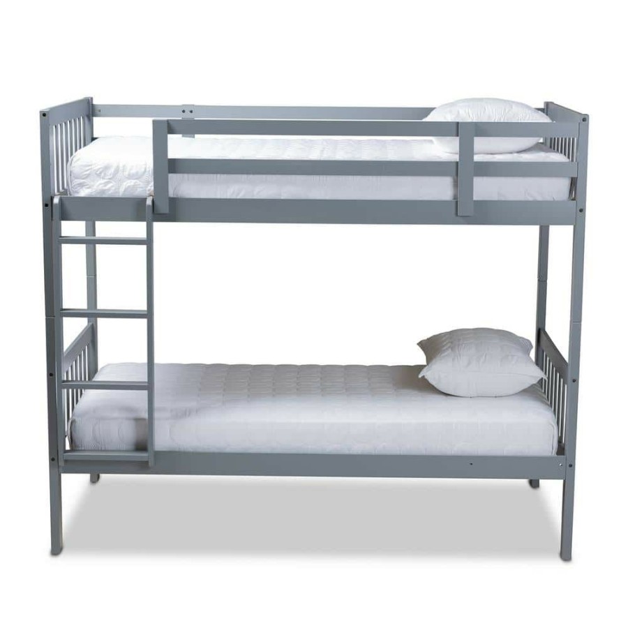 Entryway Furniture * | Jude Gray Twin Bunk Bed By Baxton Studio