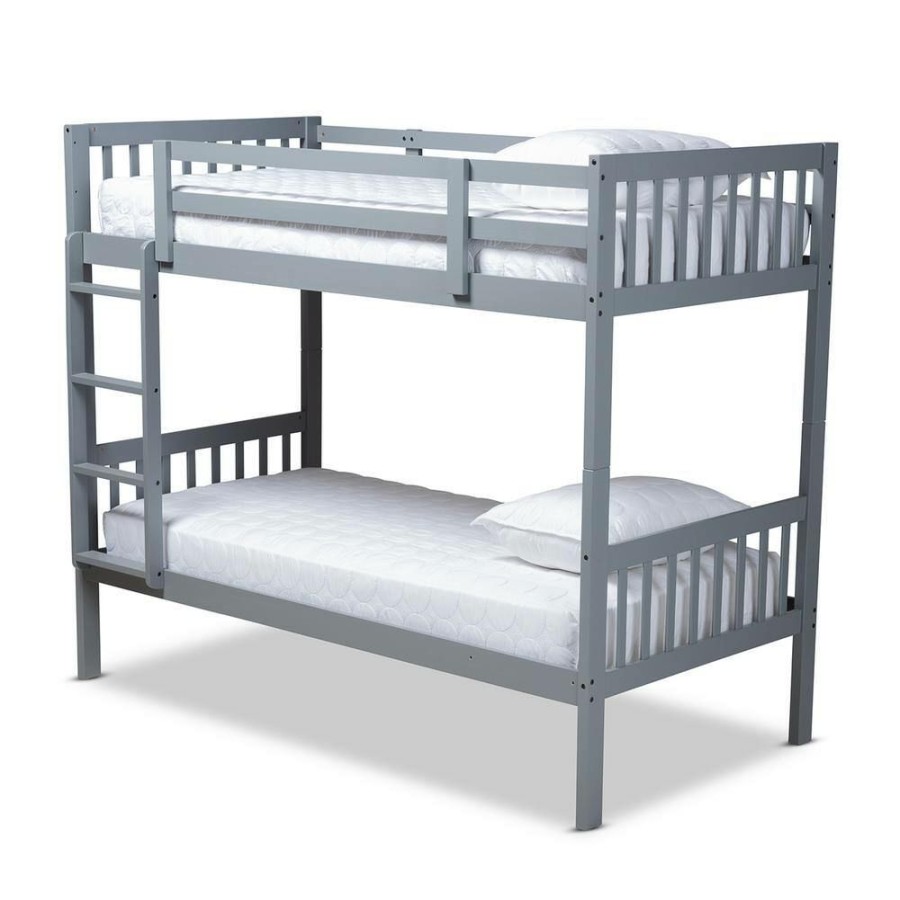 Entryway Furniture * | Jude Gray Twin Bunk Bed By Baxton Studio