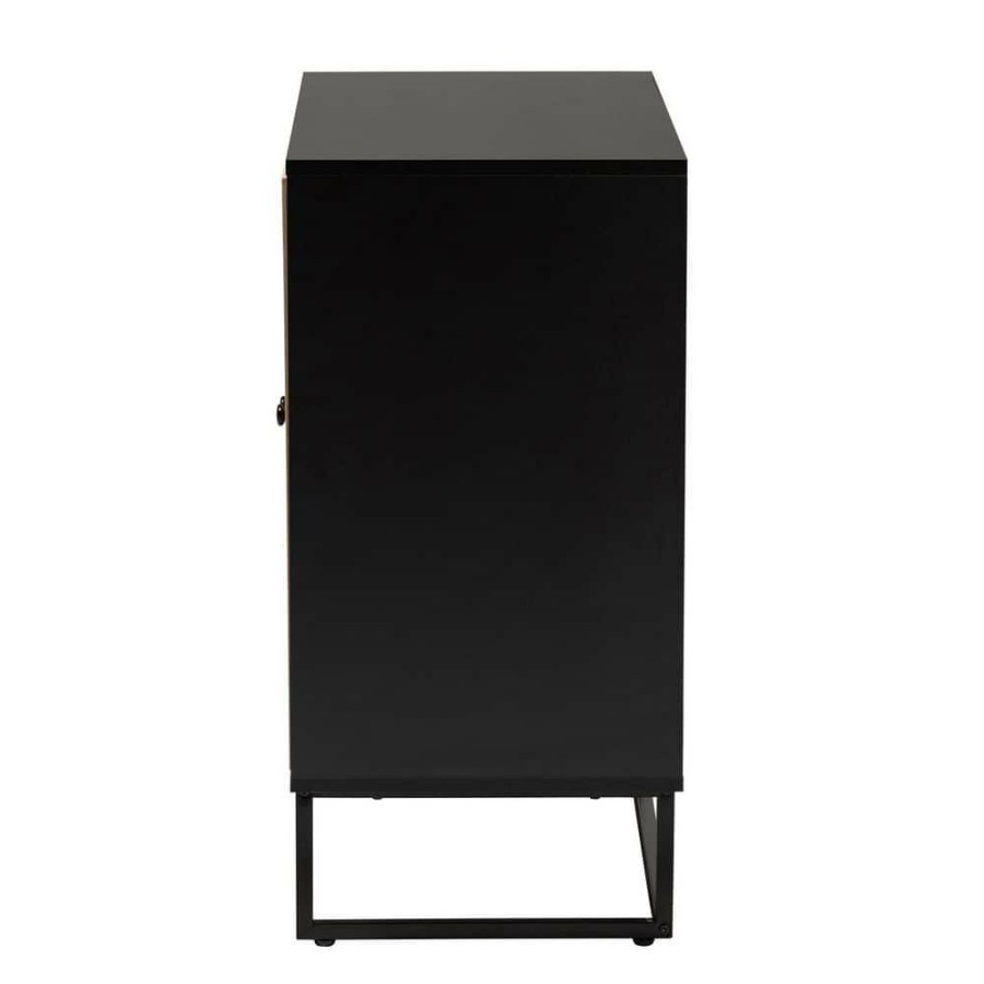 Bar Furniture * | Declan Espresso Brown And Black Storage Cabinet By Baxton Studio