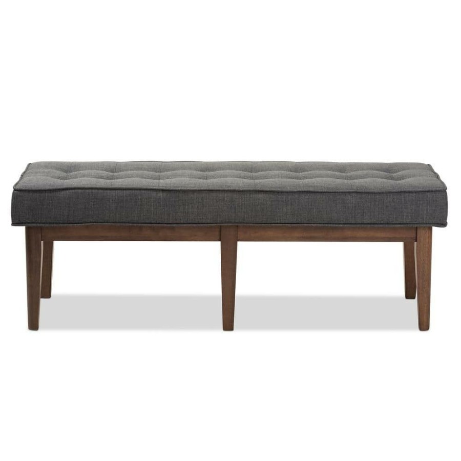 Entryway Furniture * | Lucca Dark Gray Bench By Baxton Studio