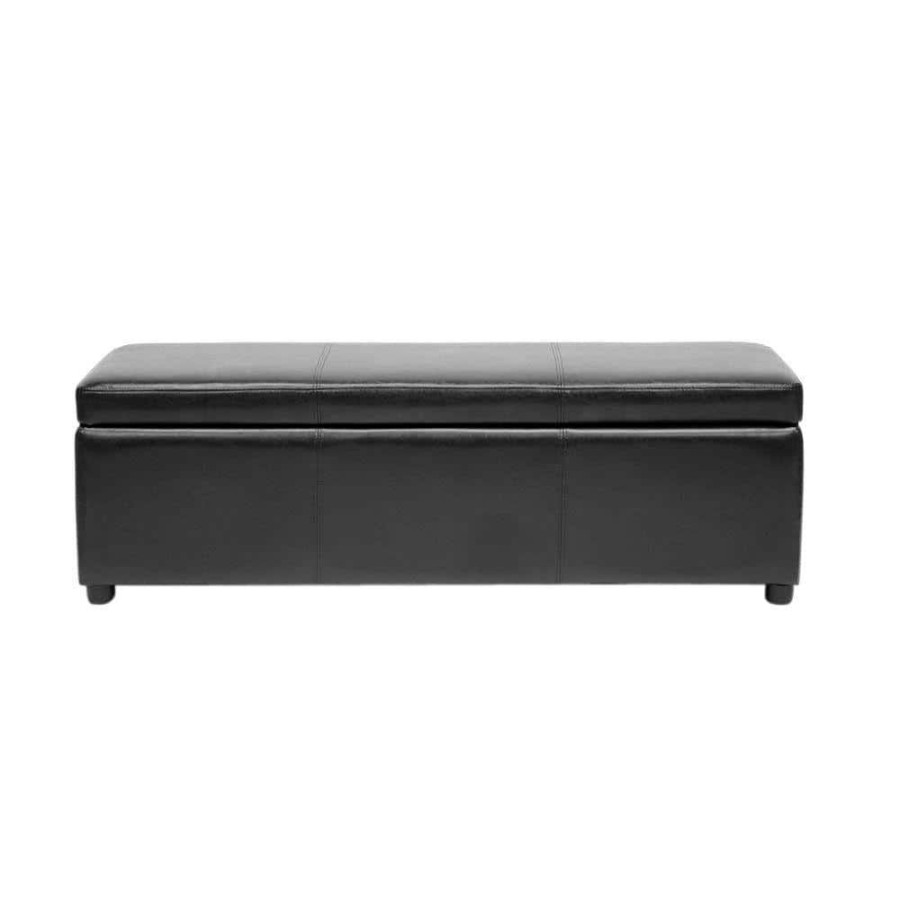 Bedroom Furniture * | Dennehy Black Storage Bench By Baxton Studio