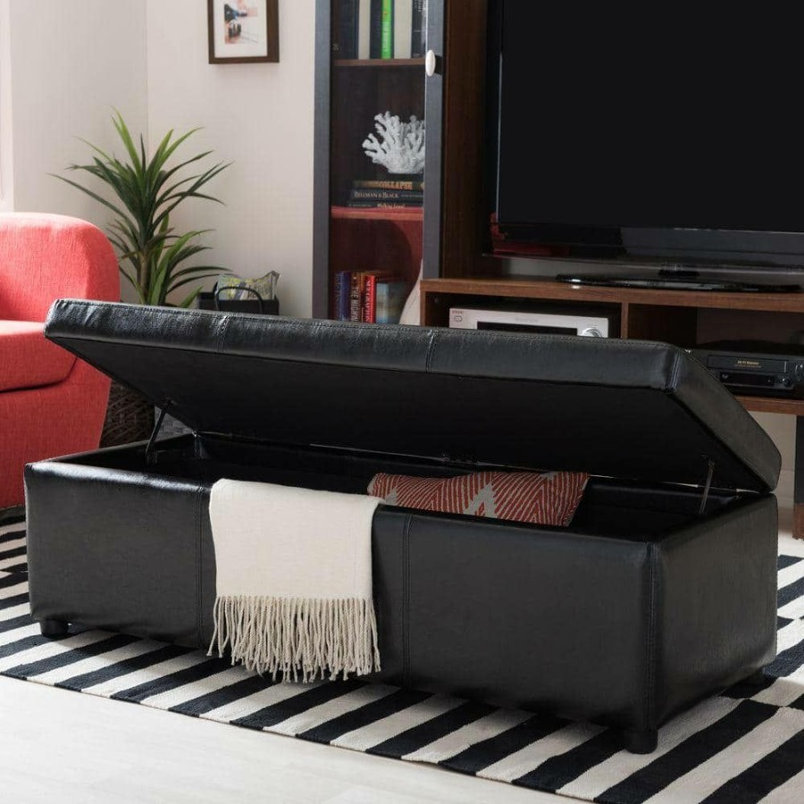 Bedroom Furniture * | Dennehy Black Storage Bench By Baxton Studio