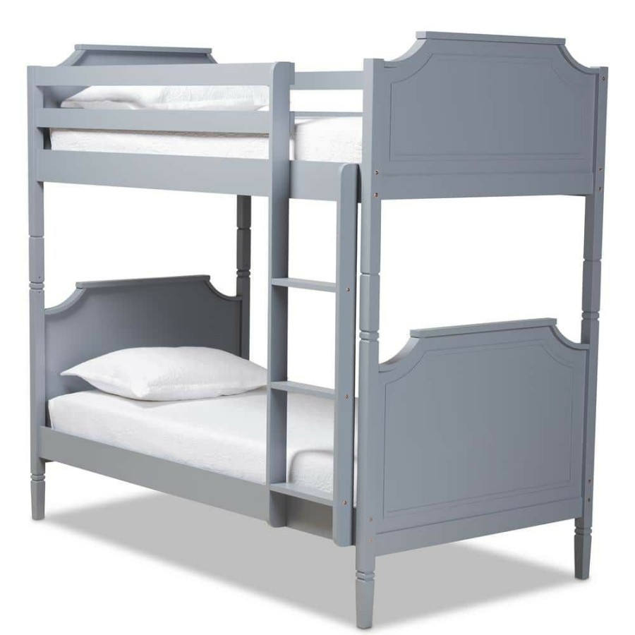 Entryway Furniture * | Mariana Grey Wood Twin Size Bunk Bed By Baxton Studio