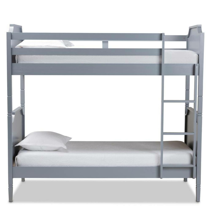 Entryway Furniture * | Mariana Grey Wood Twin Size Bunk Bed By Baxton Studio