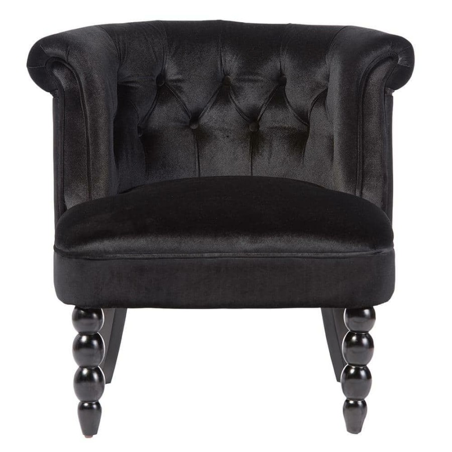 Living Room Furniture * | Flax Contemporary Black Fabric Upholstered Accent Chair By Baxton Studio