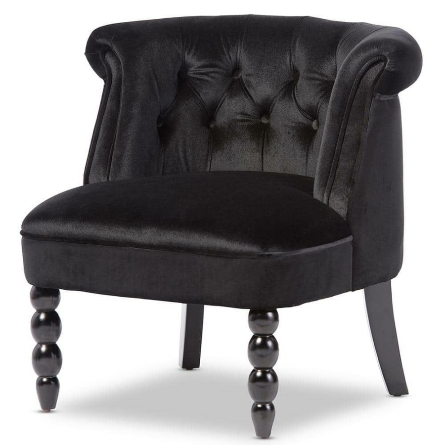 Living Room Furniture * | Flax Contemporary Black Fabric Upholstered Accent Chair By Baxton Studio