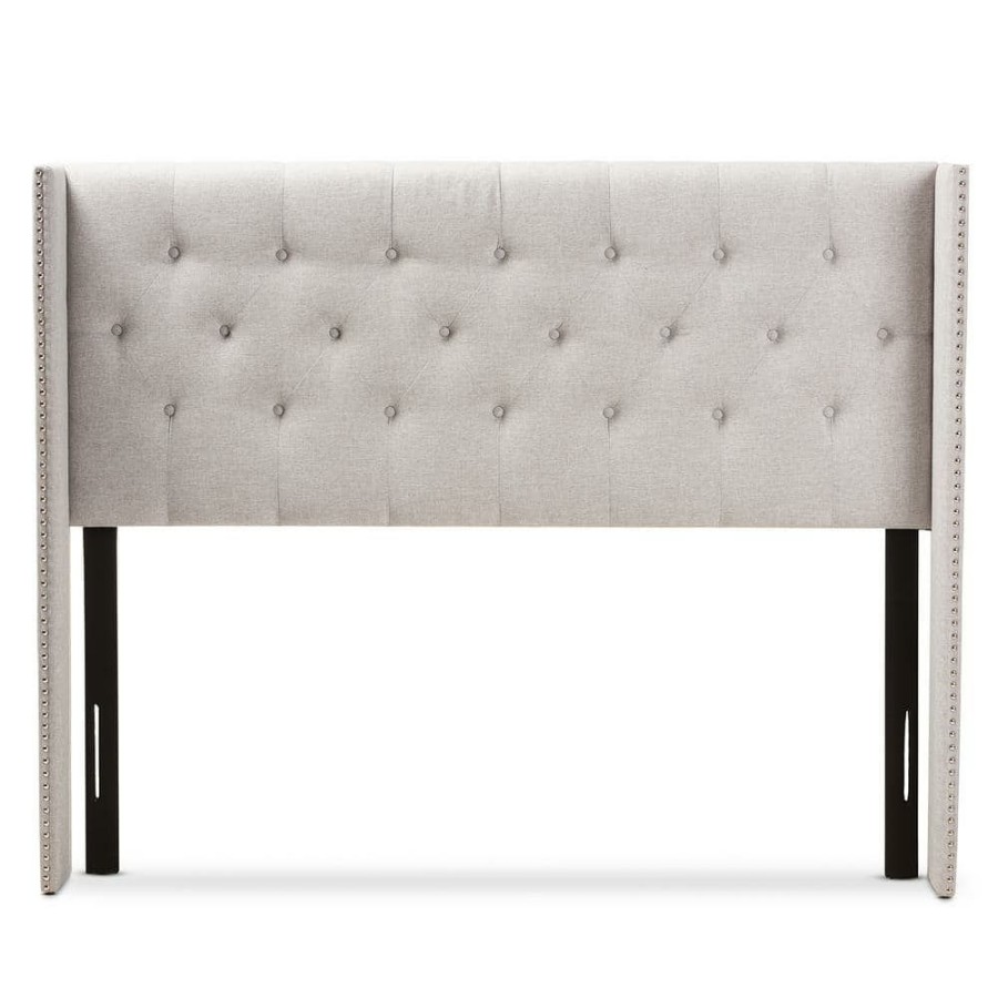 Bedroom Furniture * | Ally Greyish Beige King Headboard By Baxton Studio