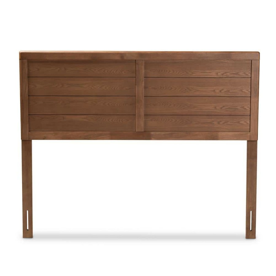 Bedroom Furniture * | Seren Ash Walnut Queen Headboard By Baxton Studio