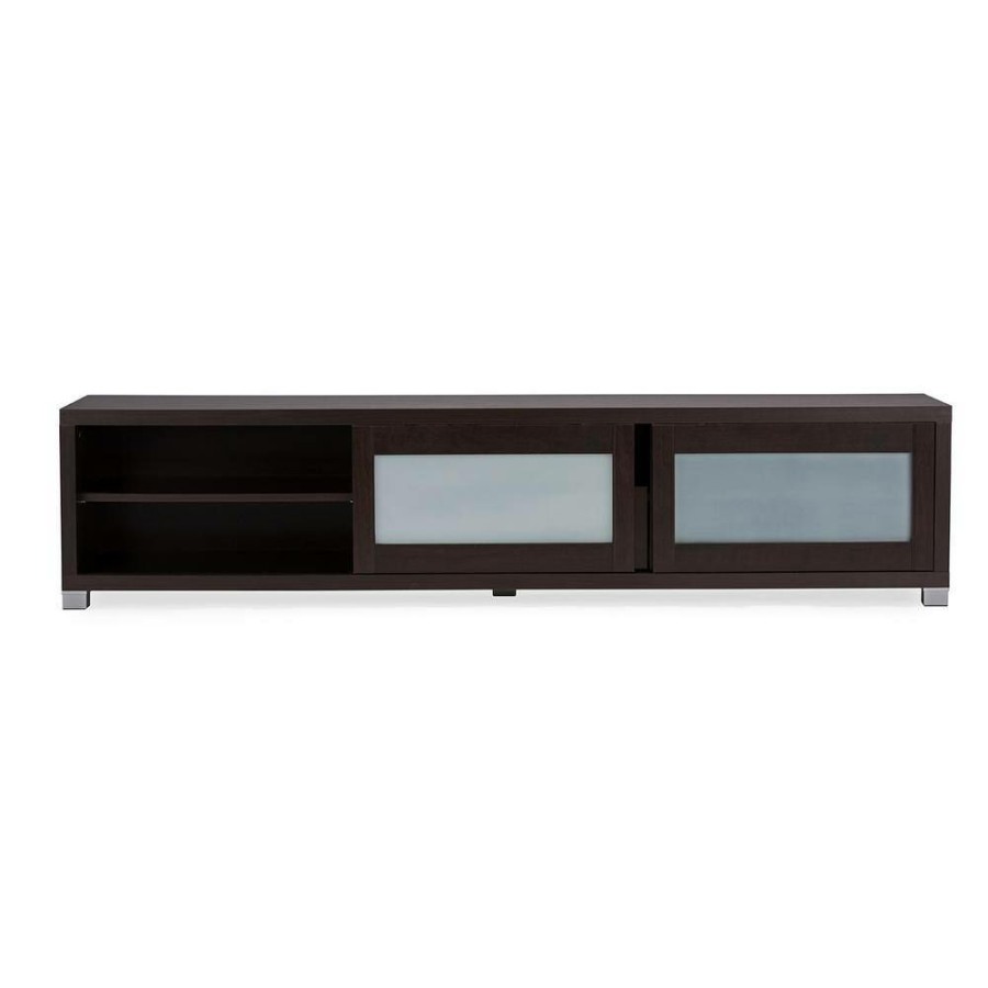 Living Room Furniture * | Gerhardine Collection 70 In. Dark Brown Wood Tv Stand With 1 Drawer Fits Tvs Up To 78 In. With Storage Doors By Baxton Studio