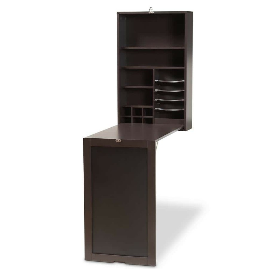 Bar Furniture * | Millard 36 In. Dark Brown Laptop Desk By Baxton Studio