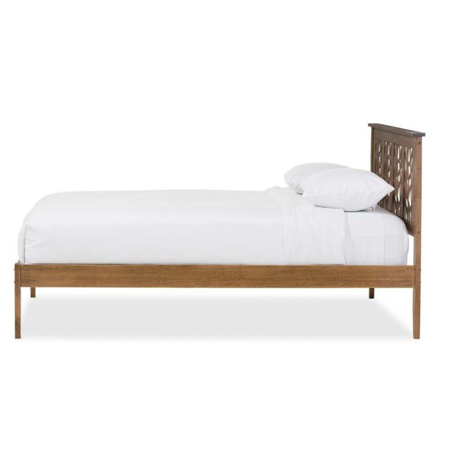 Bedroom Furniture * | Trina Medium Brown King Platform Bed By Baxton Studio