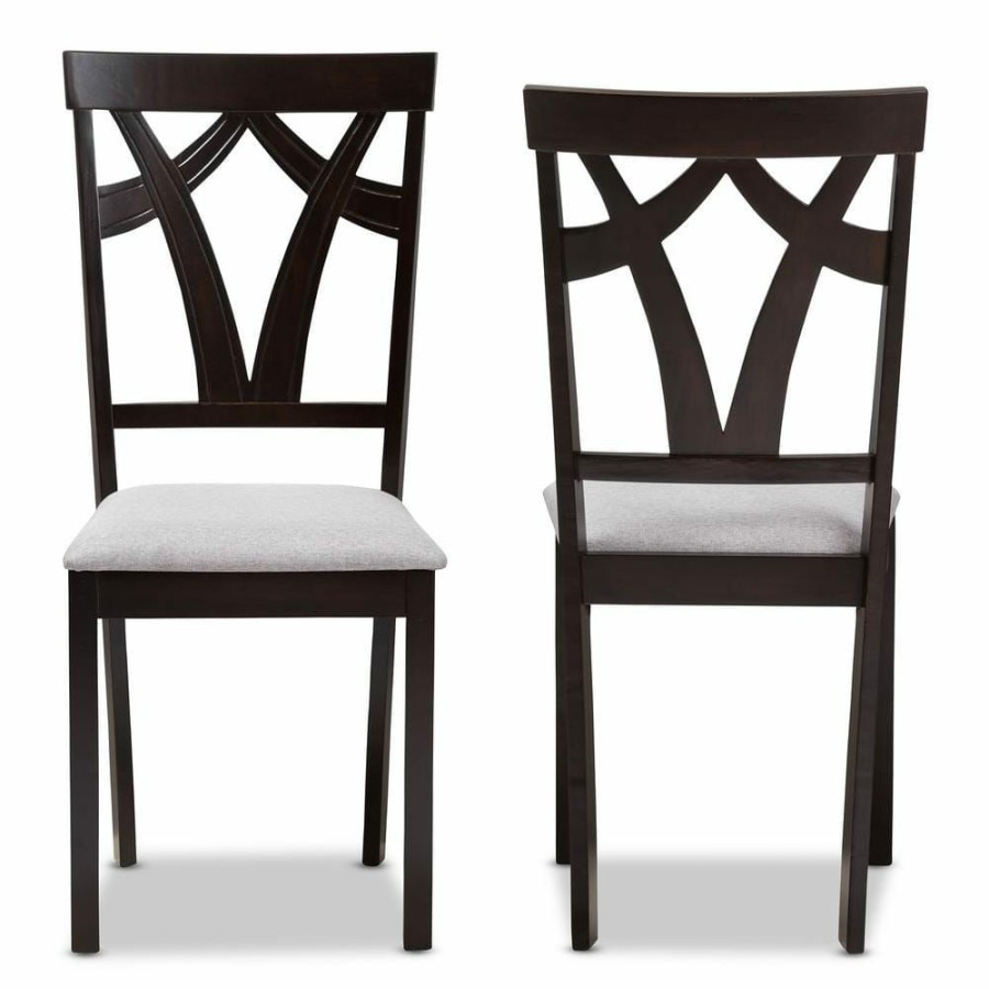 Living Room Furniture * | Sylvia Grey And Dark Brown Fabric Dining Chair (Set Of 2) By Baxton Studio