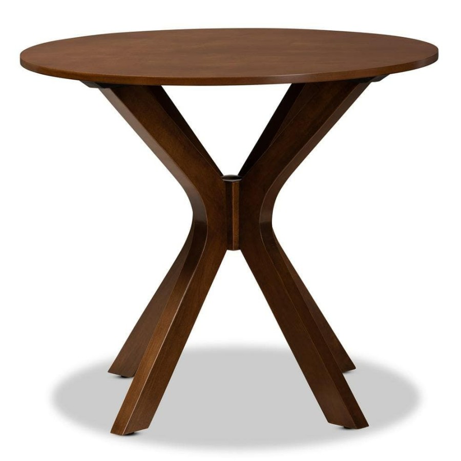 Living Room Furniture * | Kenji Walnut Dining Table By Baxton Studio