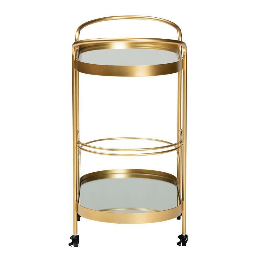 Bar Furniture * | Kamal Gold Wine Bar Cart By Baxton Studio