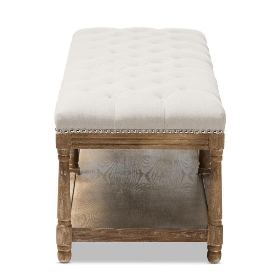 Entryway Furniture * | Celeste Beige Fabric Upholstered Bench By Baxton Studio