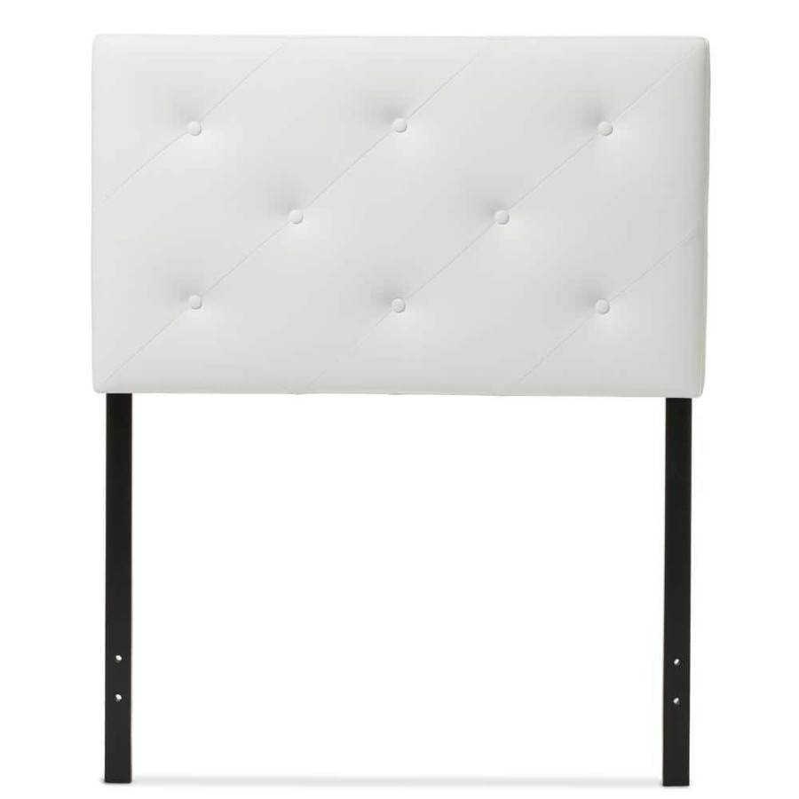 Bedroom Furniture * | Baltimore White Full Headboard By Baxton Studio