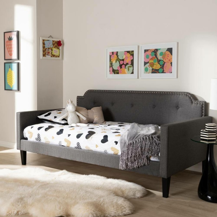 Bedroom Furniture * | Packer Gray Twin Daybed By Baxton Studio