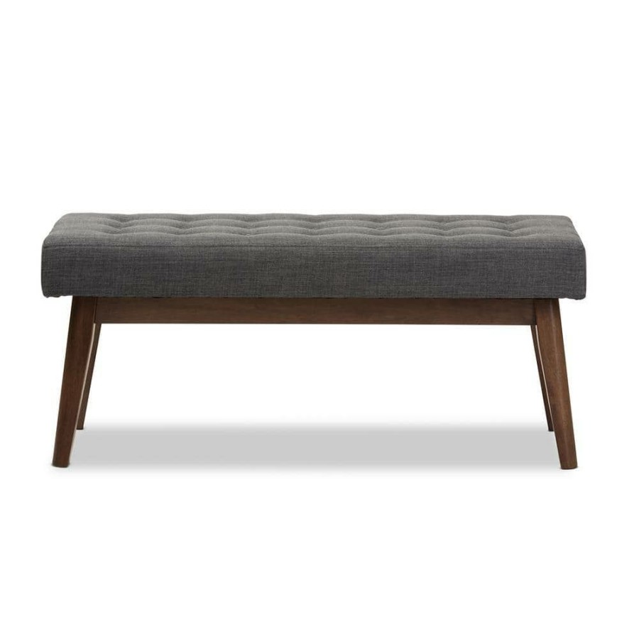 Entryway Furniture * | Elia Dark Gray Bench By Baxton Studio