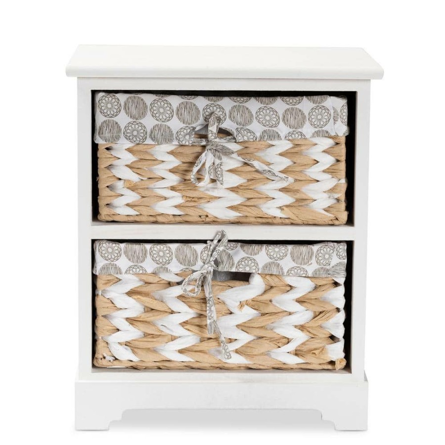 Bar Furniture * | Rianne White Storage Cabinet With 2-Baskets By Baxton Studio