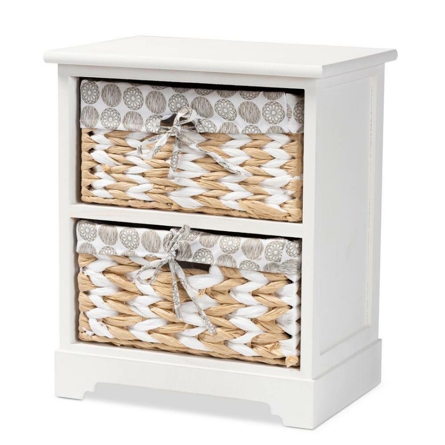 Bar Furniture * | Rianne White Storage Cabinet With 2-Baskets By Baxton Studio