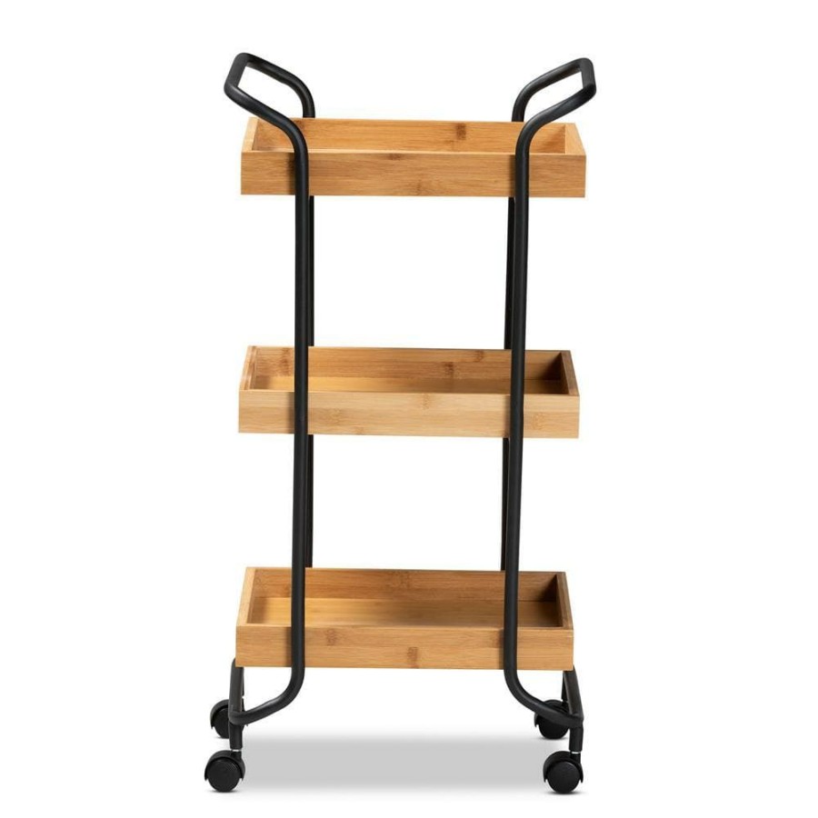 Bar Furniture * | Baxter Oak Brown And Black Kitchen Cart By Baxton Studio