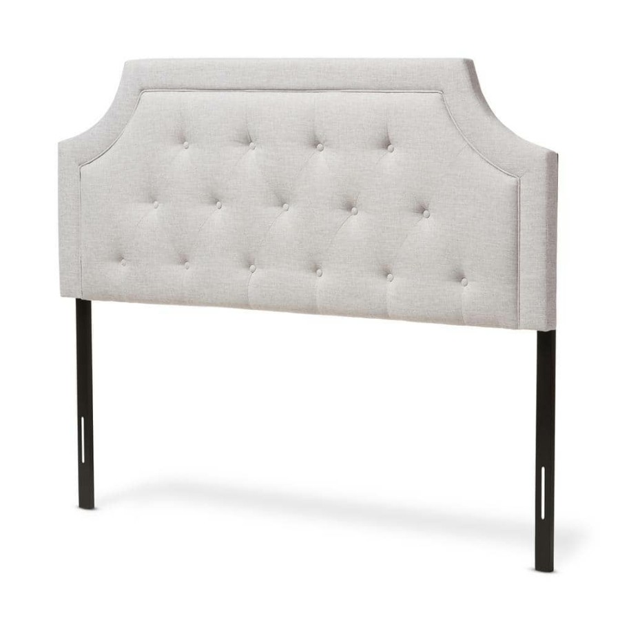 Bedroom Furniture * | Mars Greyish Beige Fabric Upholstered King Size Headboard By Baxton Studio