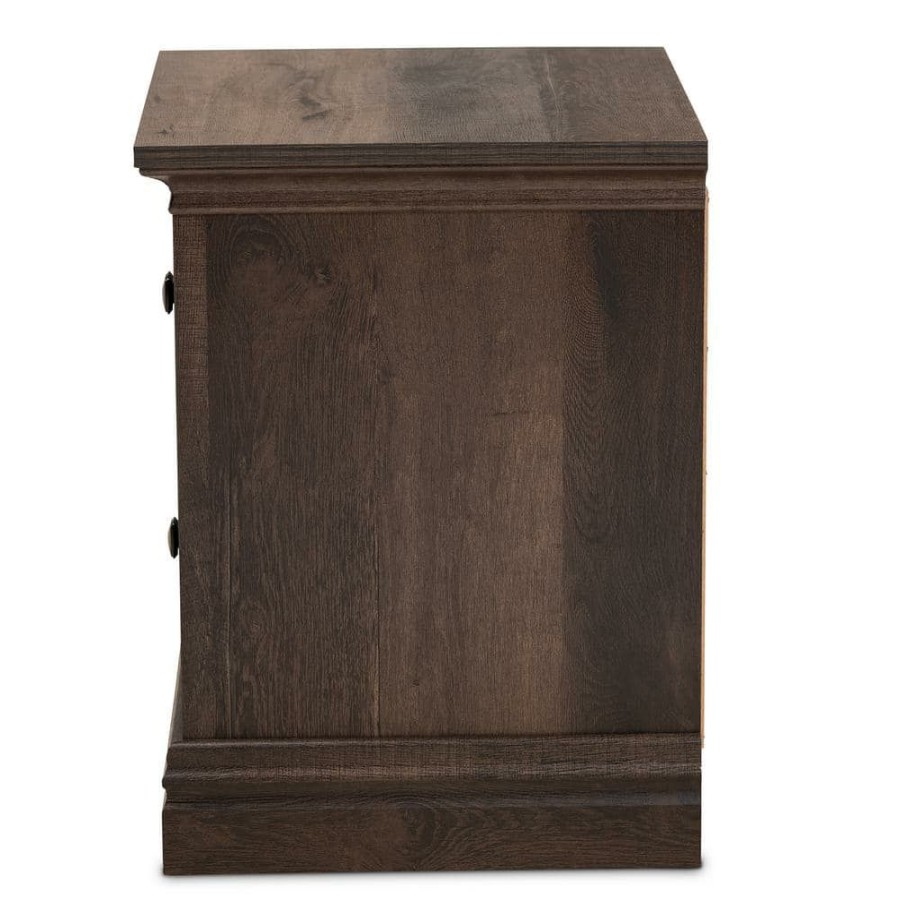 Bedroom Furniture * | Nolan Brown Nightstand 20.9 In. H X 18.25 In. W X 15.9 In. D (2-Drawer) By Baxton Studio