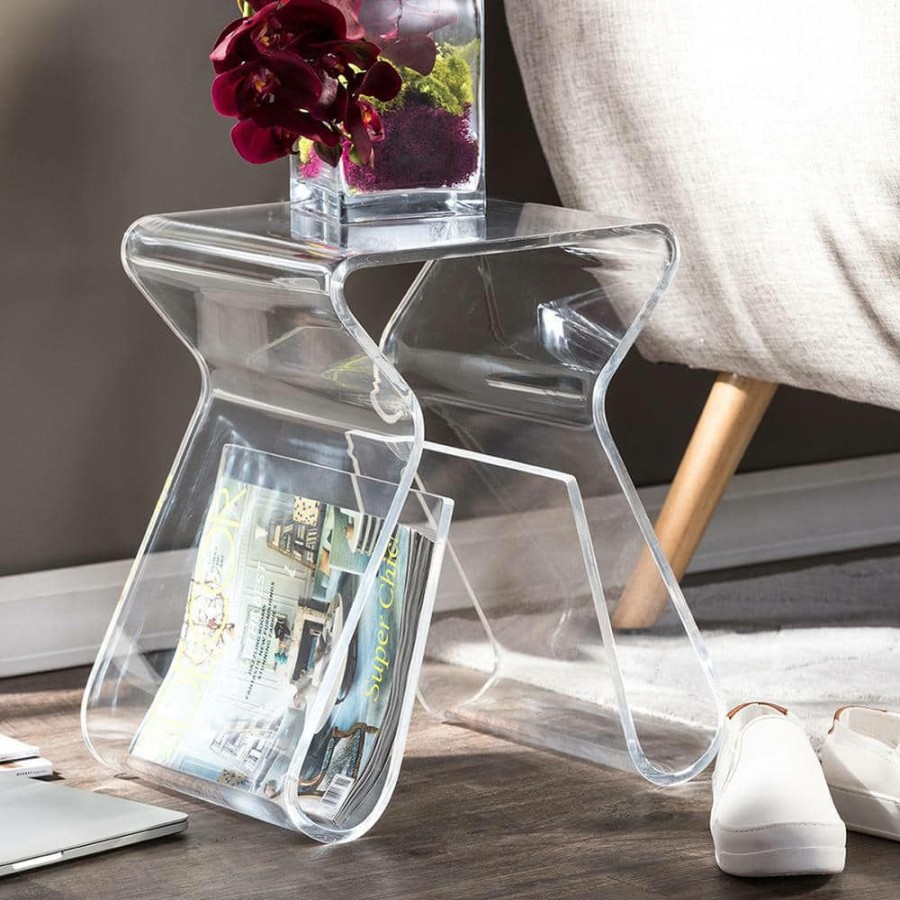 Living Room Furniture * | Susan Clear Finished Plastic End Table By Baxton Studio