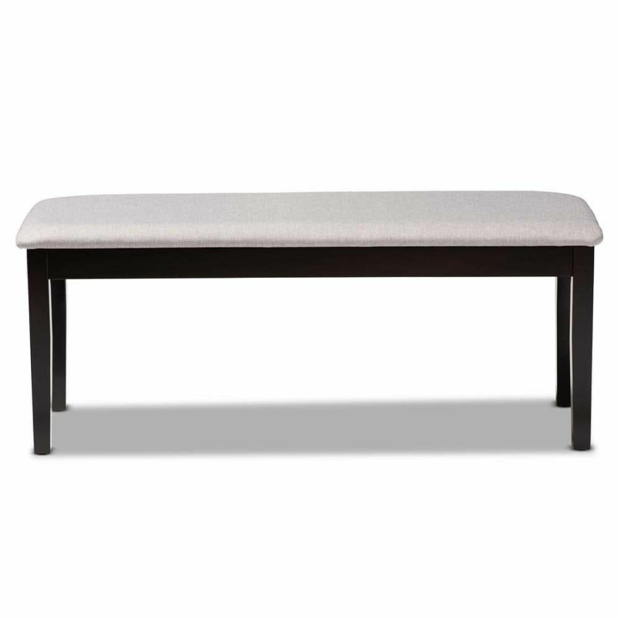 Entryway Furniture * | Teresa Grey And Dark Brown Fabric Dining Bench By Baxton Studio