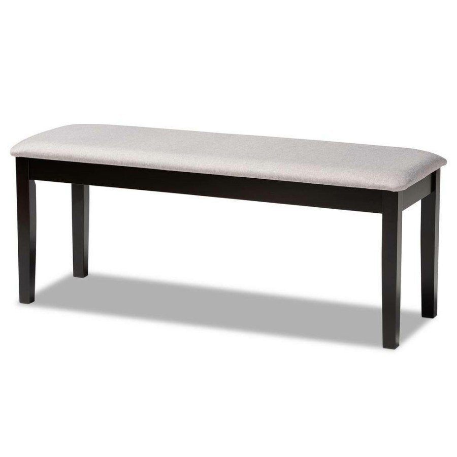 Entryway Furniture * | Teresa Grey And Dark Brown Fabric Dining Bench By Baxton Studio