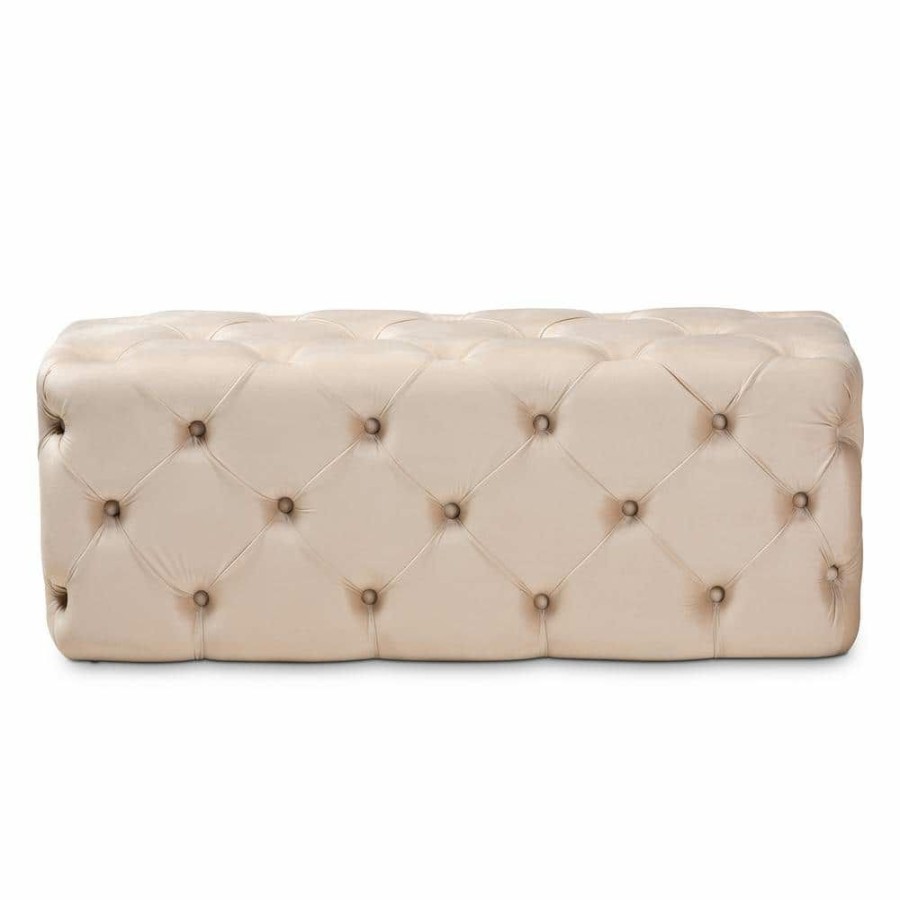 Living Room Furniture * | Jasmine Beige Ottoman By Baxton Studio