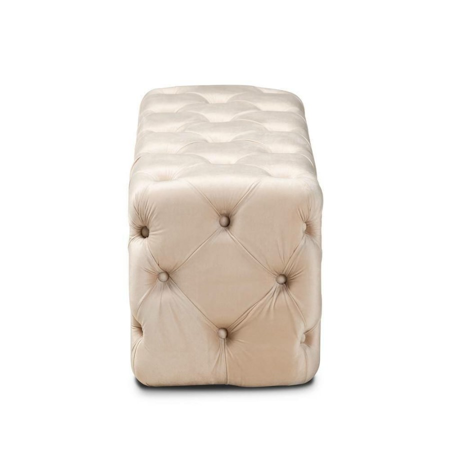 Living Room Furniture * | Jasmine Beige Ottoman By Baxton Studio