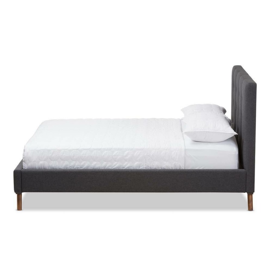 Bedroom Furniture * | Valencia Dark Gray King Platform Bed By Baxton Studio