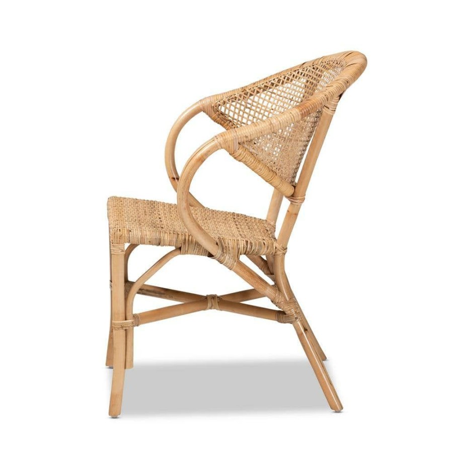 Living Room Furniture * | Varick Natural Brown Dining Chair By Baxton Studio