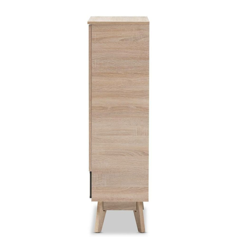 Living Room Furniture * | Fella Light Brown Wood Storage Cabinet By Baxton Studio