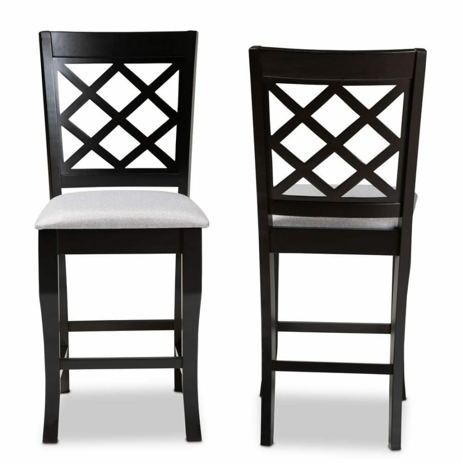 Bar Furniture * | Alora 43 In. Gray And Espresso Counter Stool (Set Of 2) By Baxton Studio