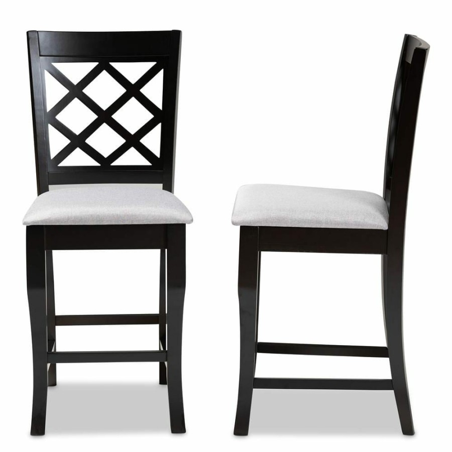 Bar Furniture * | Alora 43 In. Gray And Espresso Counter Stool (Set Of 2) By Baxton Studio