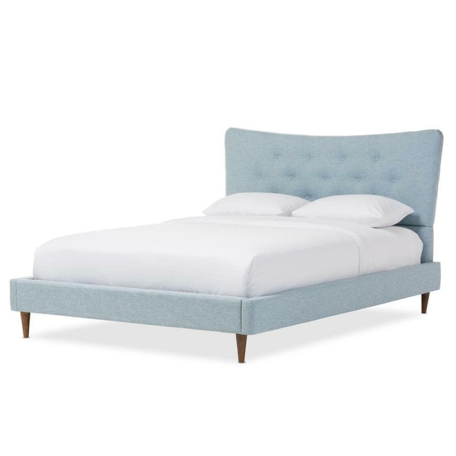 Bedroom Furniture * | Hannah Blue King Upholstered Bed By Baxton Studio