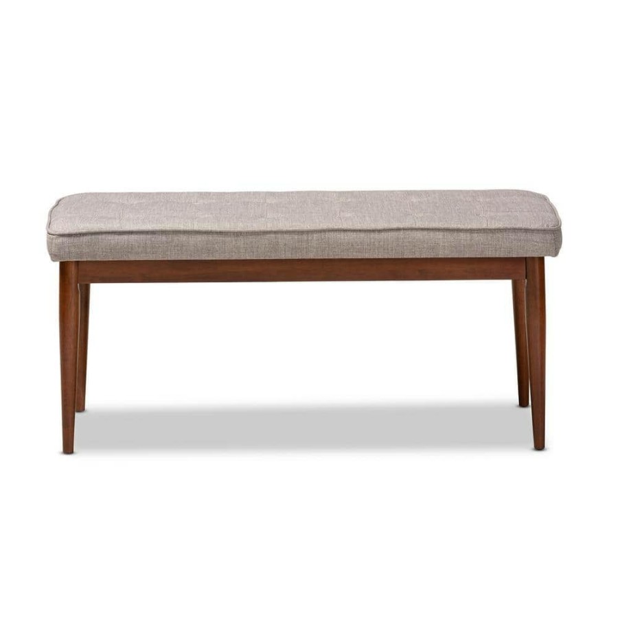 Entryway Furniture * | Itami Light Gray And Oak Fabric Dining Bench By Baxton Studio