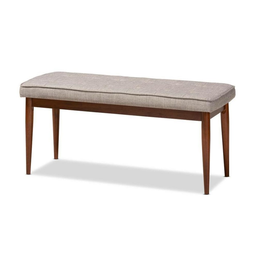 Entryway Furniture * | Itami Light Gray And Oak Fabric Dining Bench By Baxton Studio