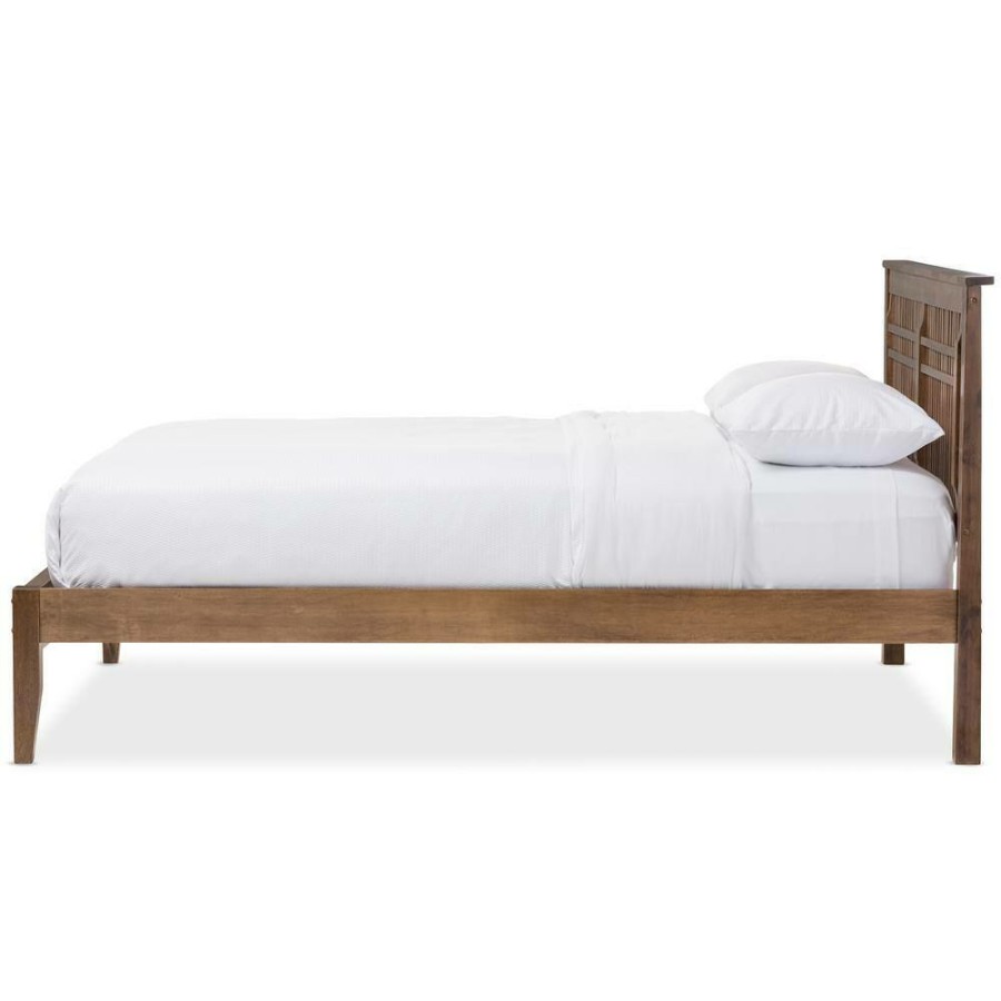 Bedroom Furniture * | Loafey Medium Brown King Platform Bed By Baxton Studio