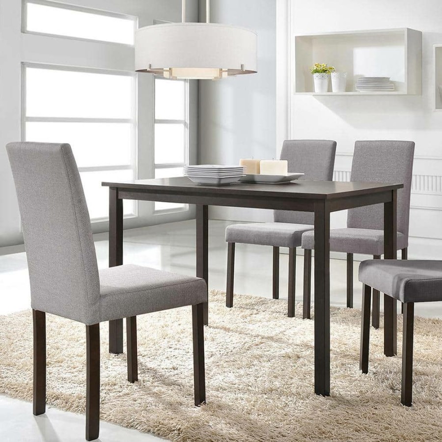 Living Room Furniture * | Andrew 5-Piece Gray Fabric Upholstered Dining Set By Baxton Studio