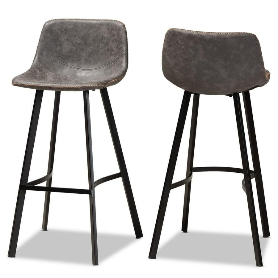 Bar Furniture * | Tani 28 In. Grey Bar Stools (Set Of 2) By Baxton Studio