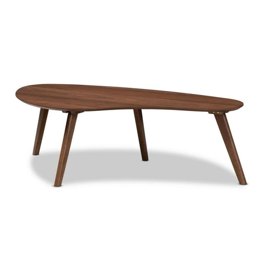 Living Room Furniture * | Scarlette 48 In. Walnut Large Specialty Wood Coffee Table By Baxton Studio