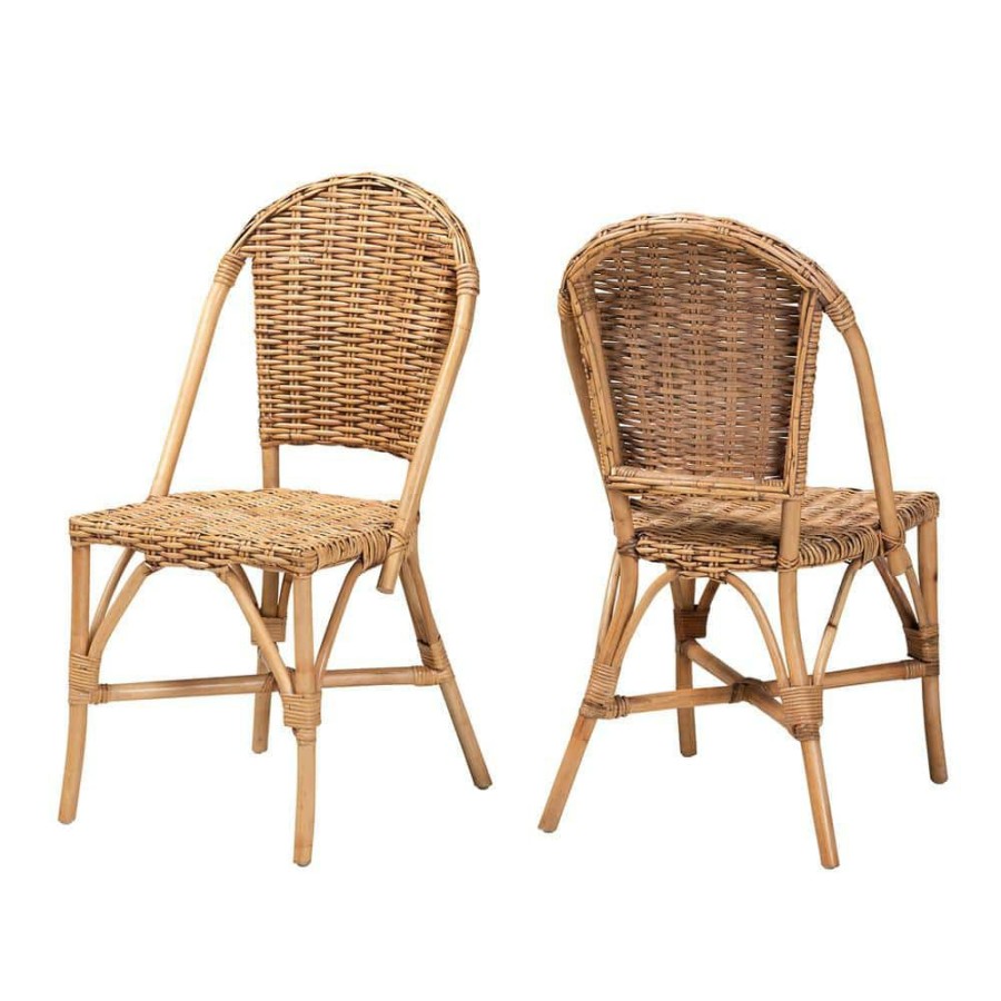 Living Room Furniture * | Neola Natural Brown Dining Chair (Set Of 2) By Baxton Studio