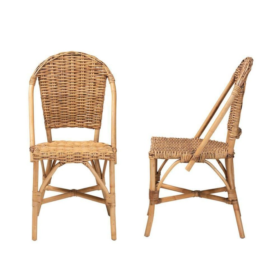 Living Room Furniture * | Neola Natural Brown Dining Chair (Set Of 2) By Baxton Studio