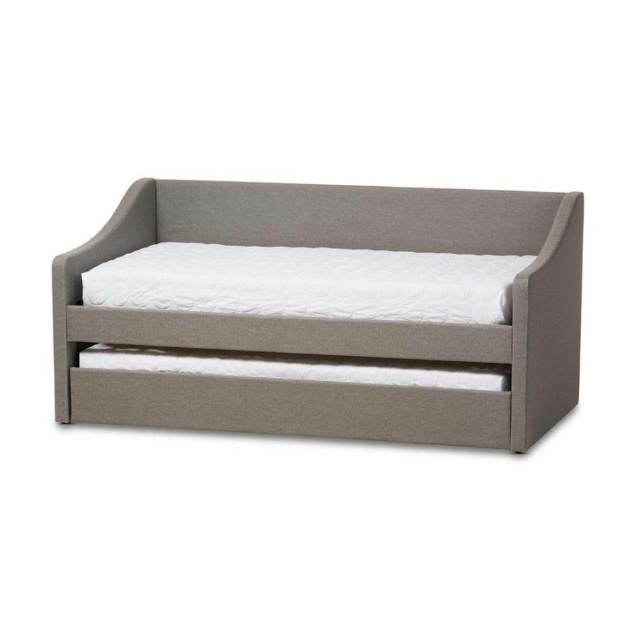 Bedroom Furniture * | Barnstorm Contemporary Gray Fabric Upholstered Twin Size Daybed By Baxton Studio